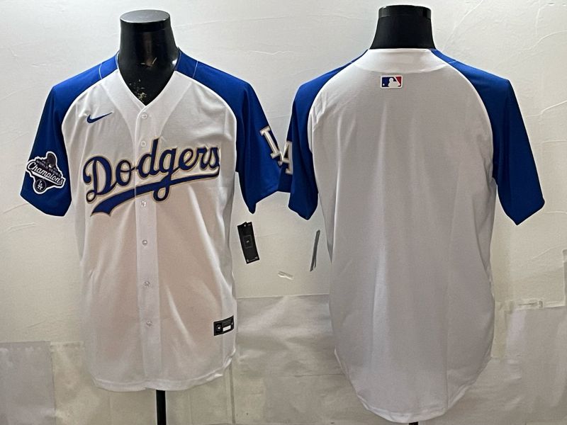 2026 Men Nike Los Angeles Dodgers Blank White blue Game MLB Jersey 002
